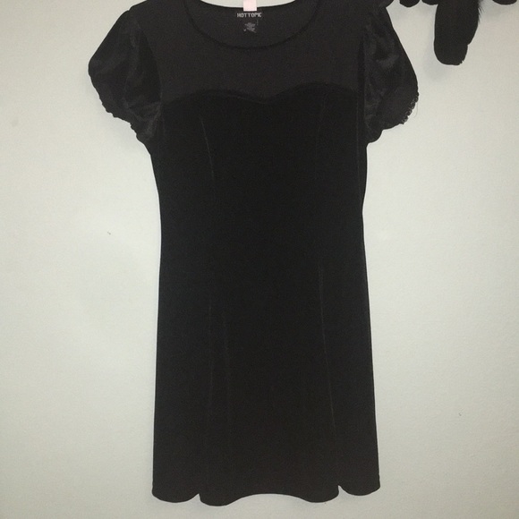 Black Velvet Polka Dot Mesh Hot Topic Dress - Picture 2 of 5